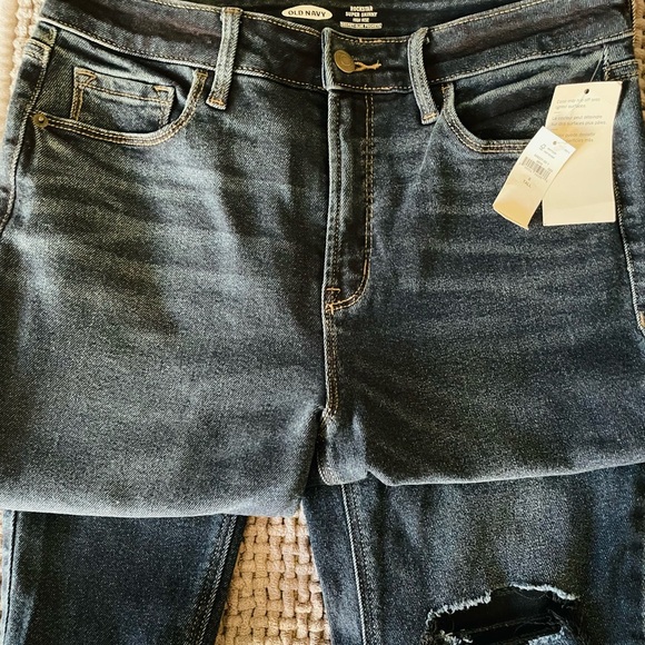 Old Navy Rockstar High Rise Women's Super Skinny Distressed Knee Stretch Jeans - Picture 2 of 7